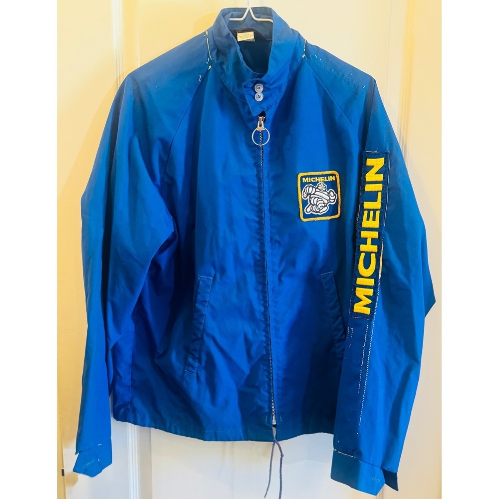 Vintage Swingster Michelin Racing Jacket Windbreaker Blue Men's Large USA Made